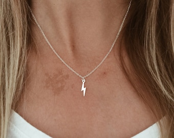 Small Lightening Bolt Necklace - in 14/20 Gold Fill or Sterling Silver - 14", 15", 16", 17", 18", 19", 20" Chain