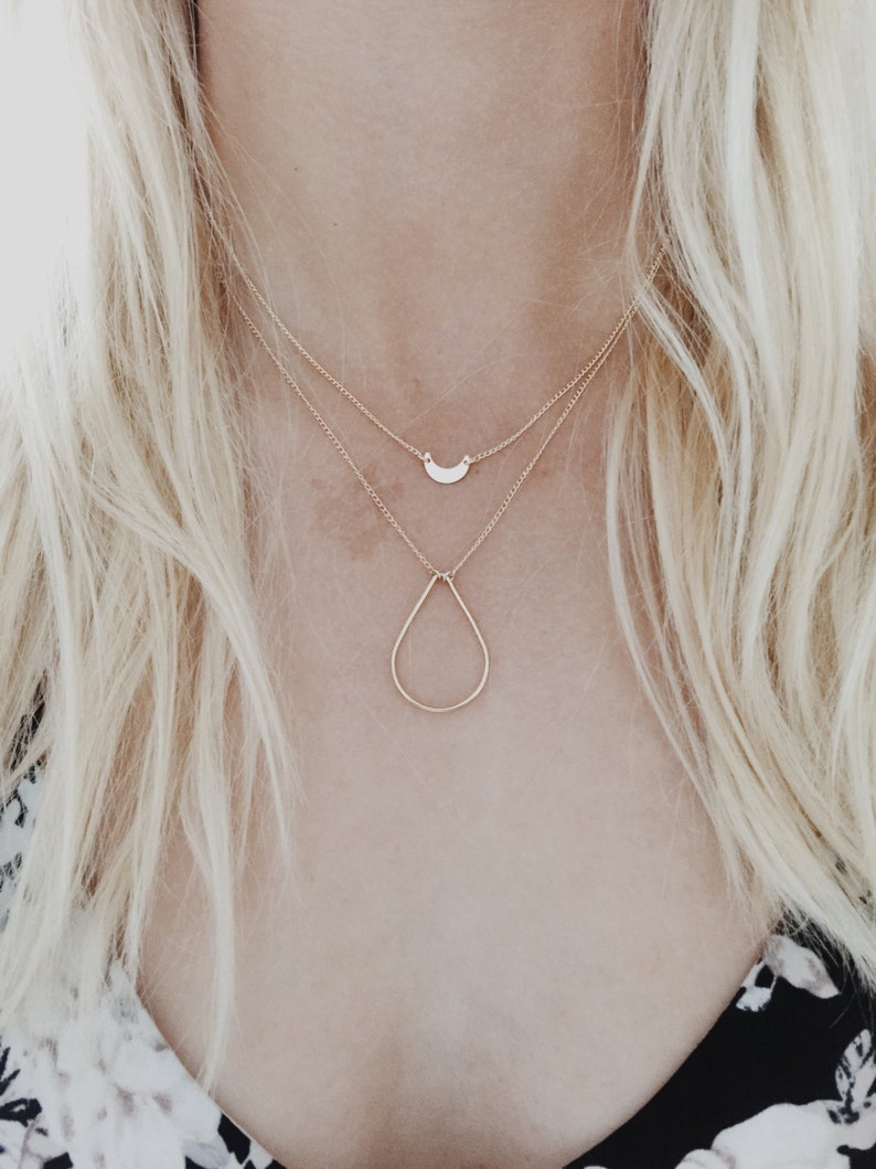 Gold or Silver Teardrop Raindrop Necklace // 14/20 Gold-fill image 3