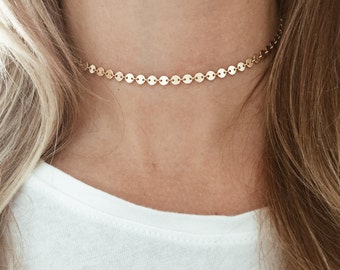 Gold Sequin Disc Choker in 14/20 Gold-Fill