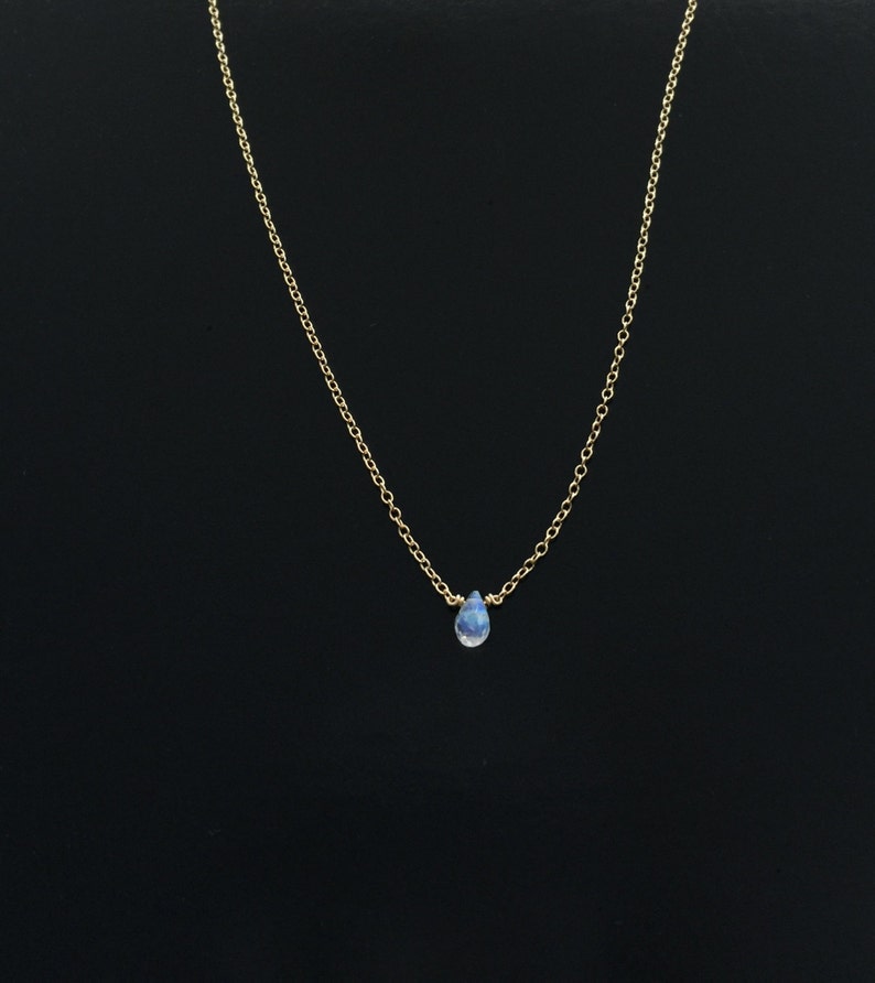 Teardrop Moonstone Necklace with Natural Rainbow Moonstones on a 14/20 Gold-fill, 14/20 Rose Gold-fill, or Sterling Silver Chain image 5