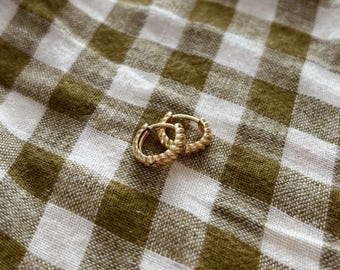 Twisted Gold Huggie Hoop earrings in 14k Gold Fill - Nickel Free, Water Proof