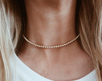 Gold Bead Chain Choker in 14/20 Gold Fill