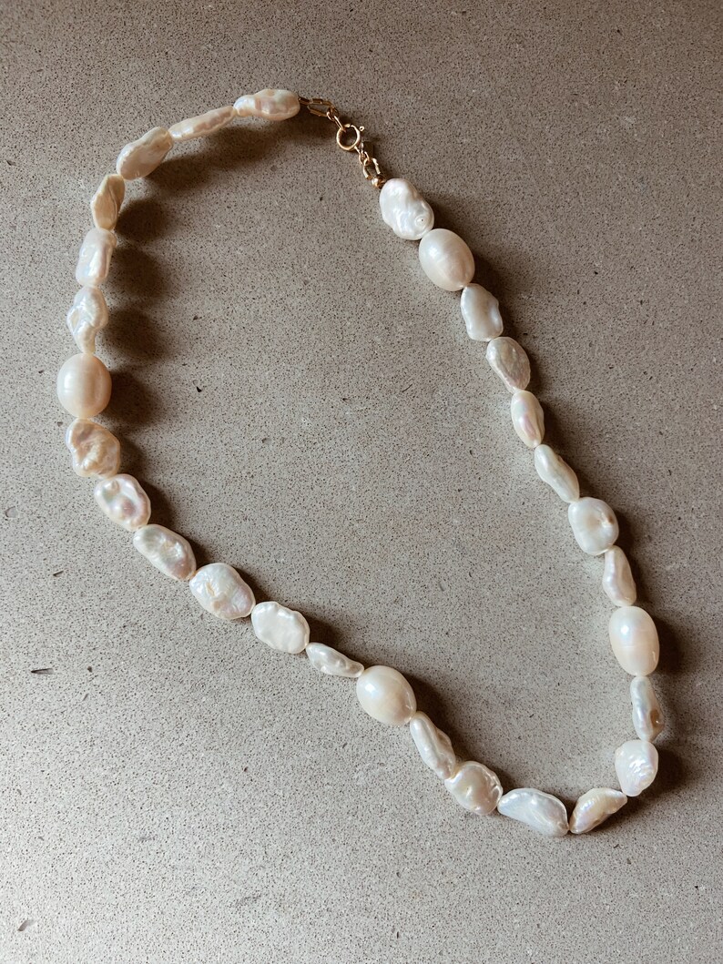 Organic Shaped Freshwater Pearl Necklace with a 14k Gold Fill or Sterling Silver Clasp image 6