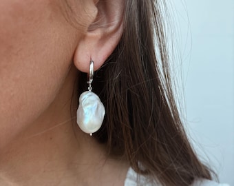 Large Baroque Drop Earrings in 14k Gold Fill or White Gold Fill