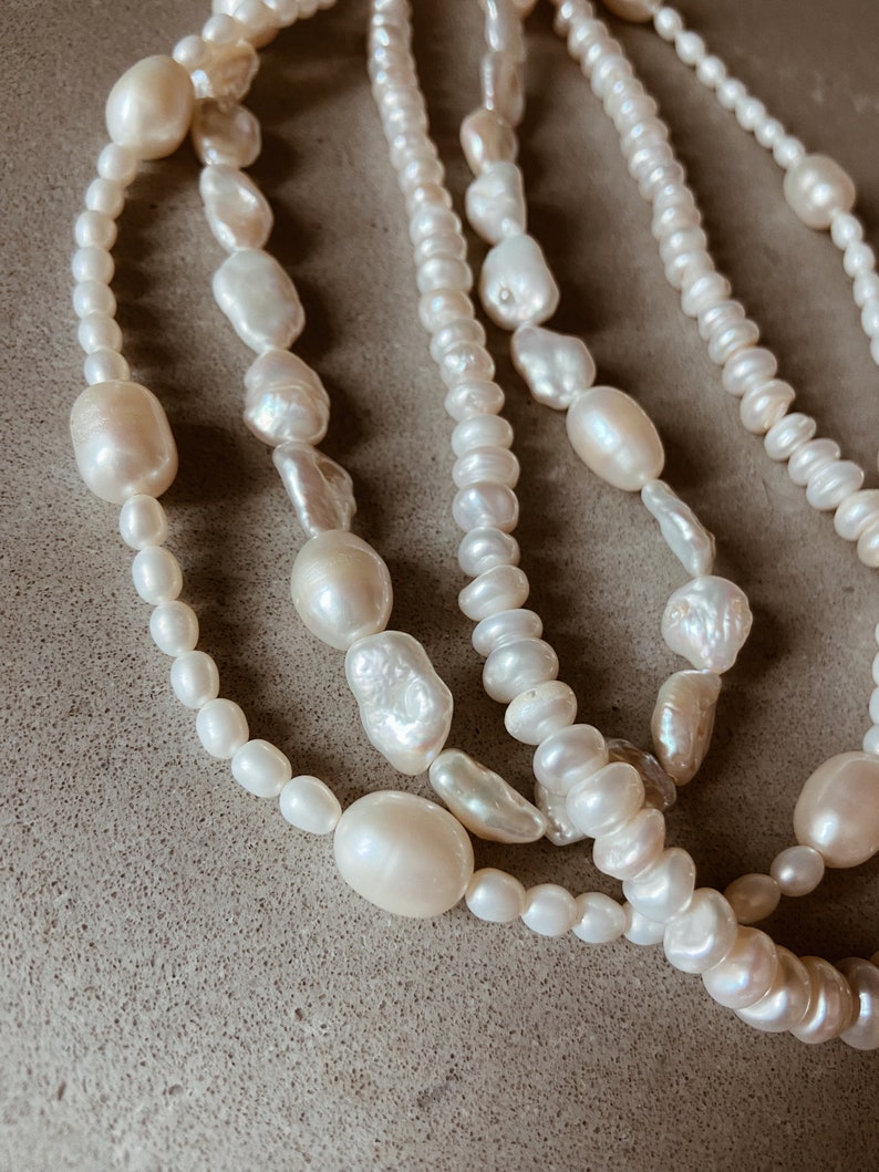 Organic Shaped Freshwater Pearl Necklace with a 14k Gold Fill or Sterling Silver Clasp image 9
