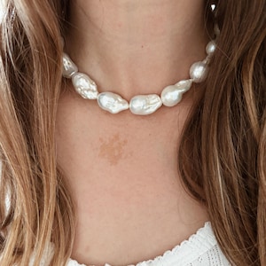 Large Baroque Pearl Necklace with Natural Pearls