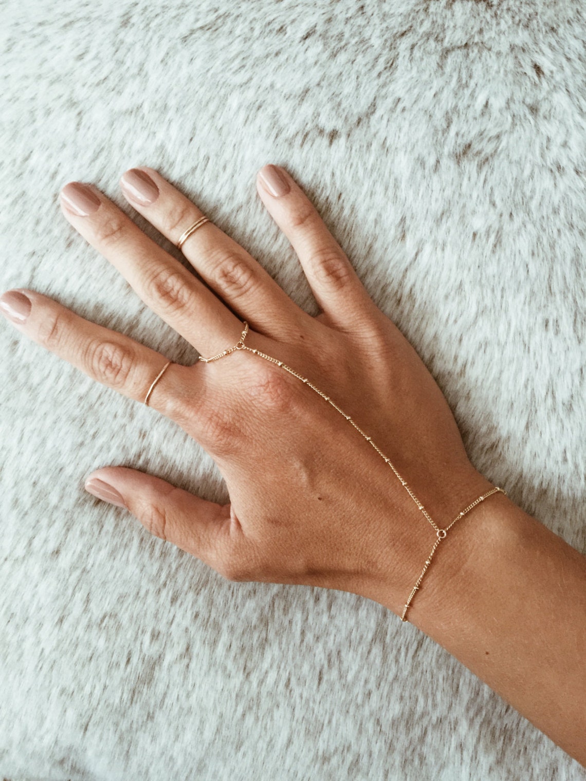 Beaded Hand Chain / Ring Bracelet in 14/20 Goldfill Etsy