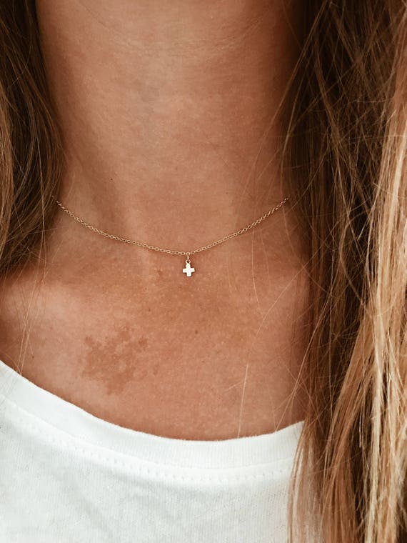 Tiny Plus Sign Necklace Charm 14/20 