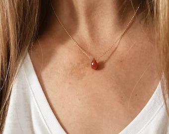 Coral Moonstone Necklace on a 14/20 Gold Filled, Sterling Silver, or 14/20 Rose Gold Filled Chain