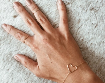 Heart Bracelet or Anklet in 14/20 Gold-fill, 14/20 Rose Gold-fill, or Sterling Silver