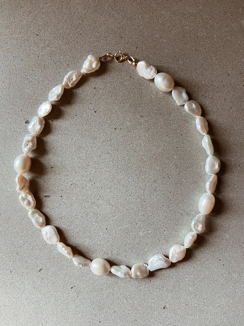 Organic Shaped Freshwater Pearl Necklace with a 14k Gold Fill or Sterling Silver Clasp image 4