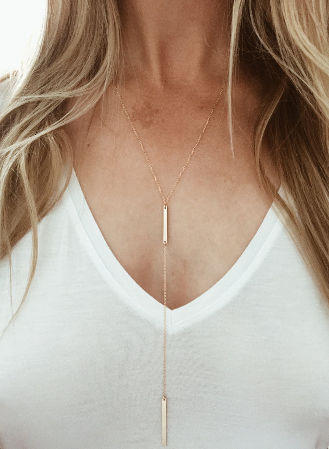 Bar Y Lariat Necklace With Custom Bottom in 14/20 Gold Fill or Sterling ...