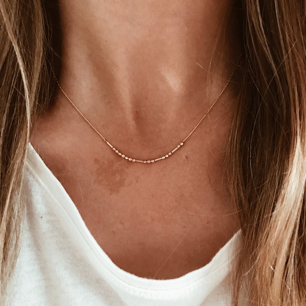 BENUTZERDEFINIERTE Morse-Code Halskette in 14k Gold Fill, 14k Rosegold Fill oder Sterling Silber