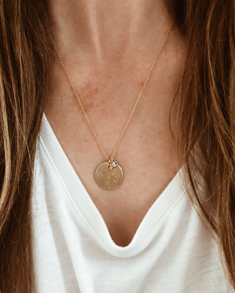 Custom Wild Poppies Birthstone Necklace in 1420 Gold Fill
