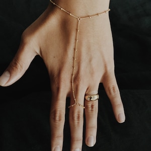 Beaded Hand Chain / Ring Bracelet in 14/20 Gold-fill image 2