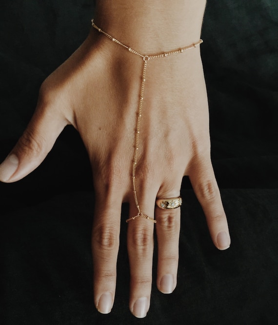 Hammered Gold Tribal Arrowhead Three Finger Ring Cuff Hand Chain Slave  Bracelet | eBay