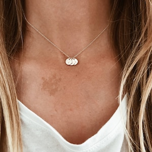 Small CUSTOM Stamped Personalized Letters or Numbers 14/20 Gold Fill, 14/20 Rose Gold Fill, or Sterling Silver Circle Necklace