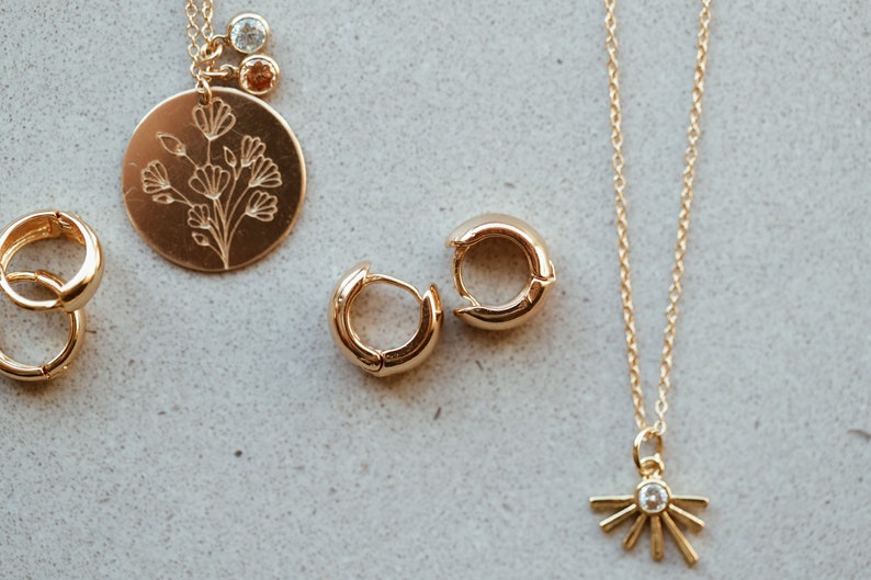 Custom Wild Poppies Birthstone Necklace in 1420 Gold Fill