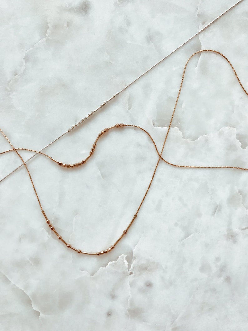 CUSTOM Morse Code Necklace in 14k Gold Fill, 14k Rose Gold Fill or Sterling Silver - Water Proof - Daily Wear Approved image 7