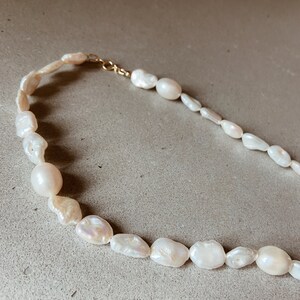Organic Shaped Freshwater Pearl Necklace with a 14k Gold Fill or Sterling Silver Clasp image 5