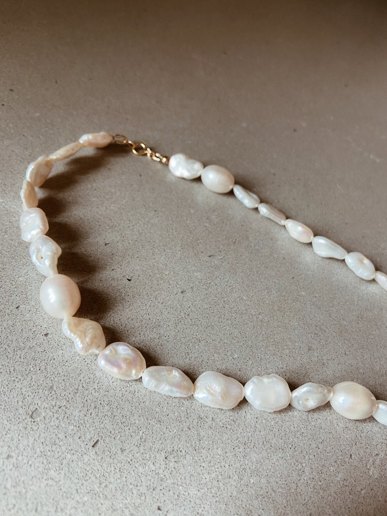 Organic Shaped Freshwater Pearl Necklace with a 14k Gold Fill or Sterling Silver Clasp image 5