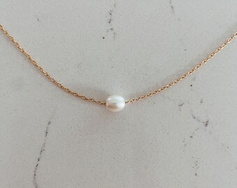 ブレスレット LESS IS MORE Y Pearl 14K Gold Field Necklace Danecraft Vintage 14 Kt Gold Filled Dainty faux Pearl