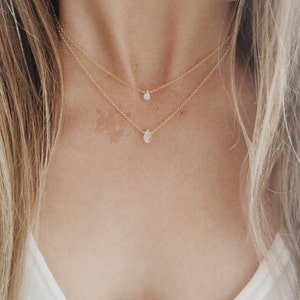 Teardrop Moonstone Necklace with Natural Rainbow Moonstones on a 14/20 Gold-fill, 14/20 Rose Gold-fill, or Sterling Silver Chain image 4