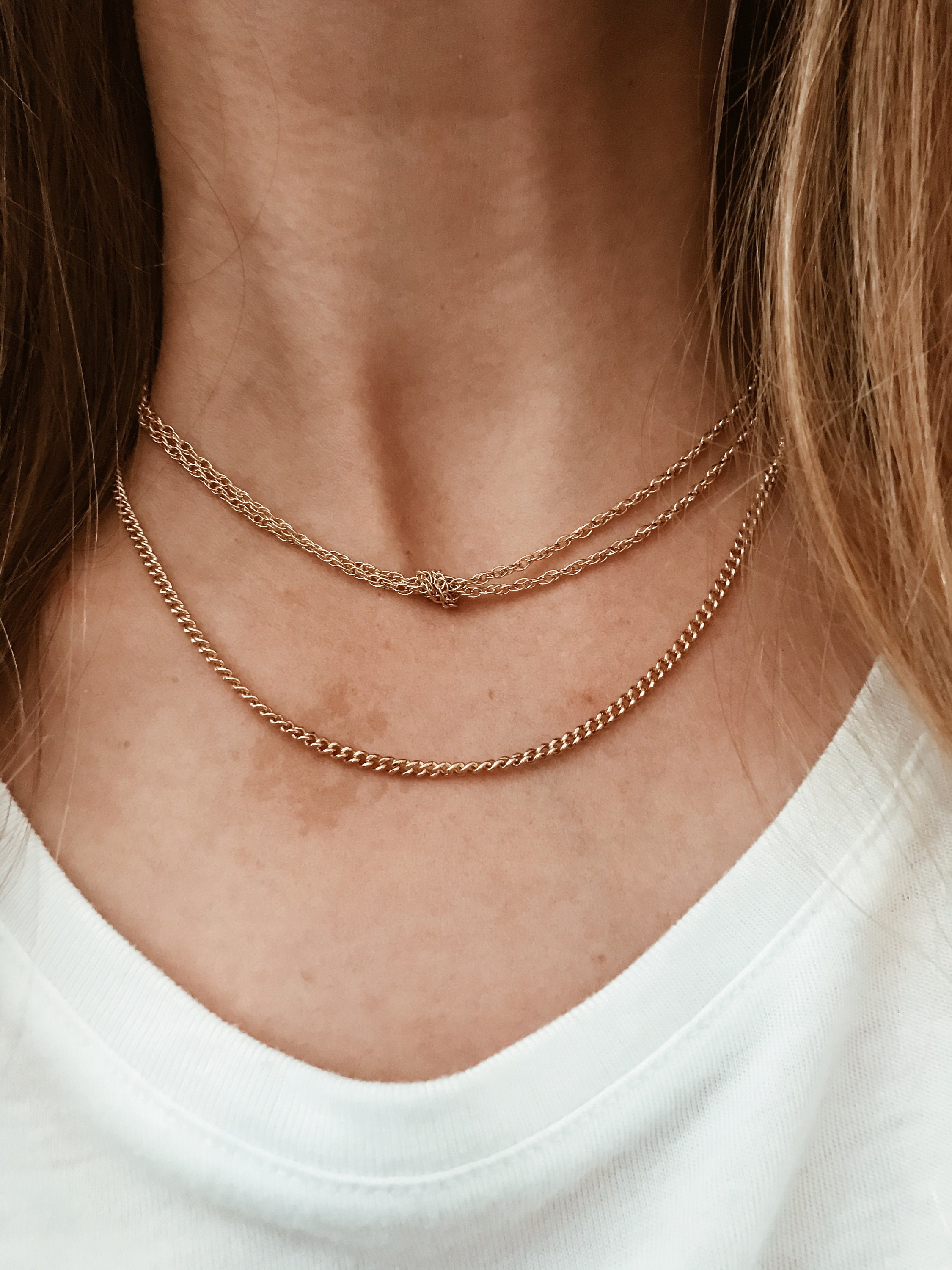 Knotted Double Chain Necklace in 14/20 Gold Fill