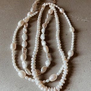 Organic Shaped Freshwater Pearl Necklace with a 14k Gold Fill or Sterling Silver Clasp image 10