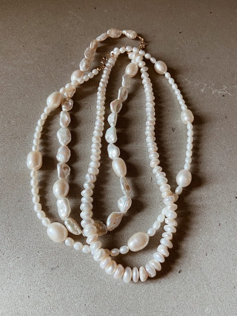 Organic Shaped Freshwater Pearl Necklace with a 14k Gold Fill or Sterling Silver Clasp image 10