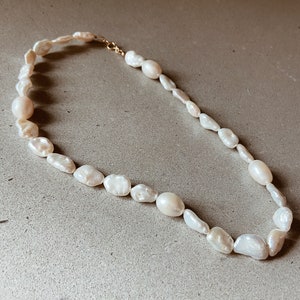 Organic Shaped Freshwater Pearl Necklace with a 14k Gold Fill or Sterling Silver Clasp image 7