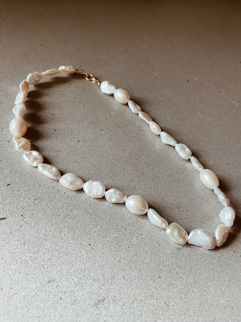 Organic Shaped Freshwater Pearl Necklace with a 14k Gold Fill or Sterling Silver Clasp image 7