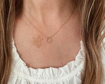 14k Gold Fill Open Heart Necklace