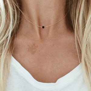 Schwarze Facettierte Onyx Perlenkette in 14/20 Gold-fill, 14/20 Rosegold-fill, oder Sterling Silber
