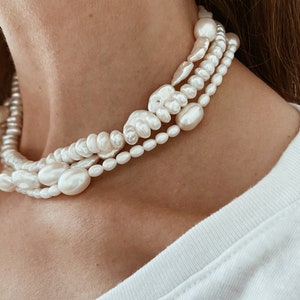 Organic Shaped Freshwater Pearl Necklace with a 14k Gold Fill or Sterling Silver Clasp image 2