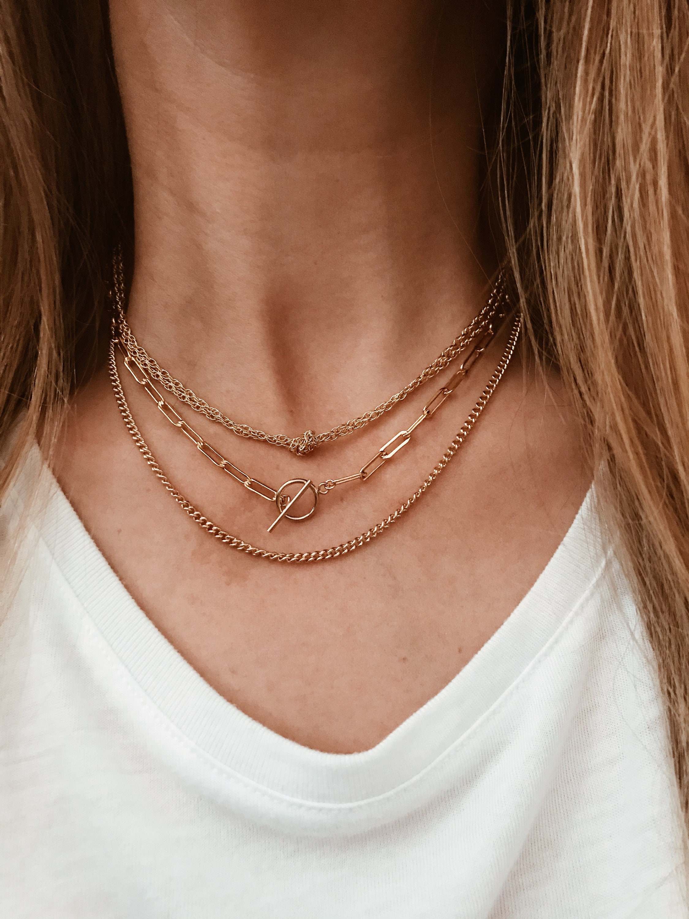 Knotted Double Chain Necklace in 14/20 Gold Fill