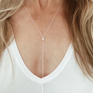 Moonstone "Y" Lariat Necklace - 14/20 Gold Fill or Sterling Silver