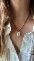 Carnelian Barque Pearl Necklace with a 14k Gold Fill or Sterling Silver Clasp