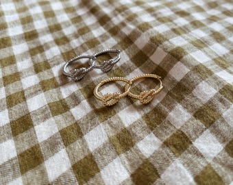 Knotted Rope Large Hoop Earrings in 14k Gold Fill or 14k White Gold Fill