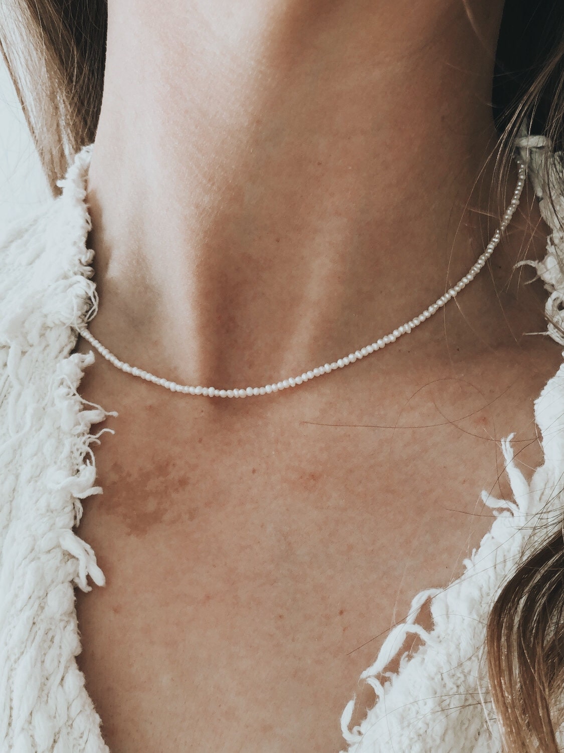 Tiny freshwater cheap pearl necklace