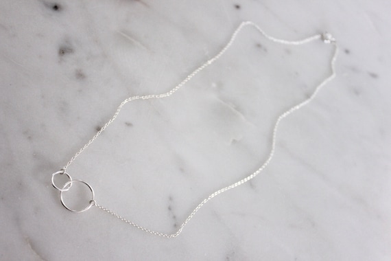 Connected Double Ring Necklace in 14/20 Gold Fill or
