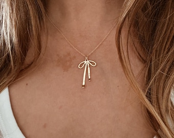 14k Gold Fill Bow Necklace - Tided Bow Necklace