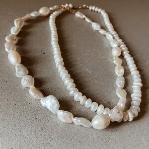 Organic Shaped Freshwater Pearl Necklace with a 14k Gold Fill or Sterling Silver Clasp image 8