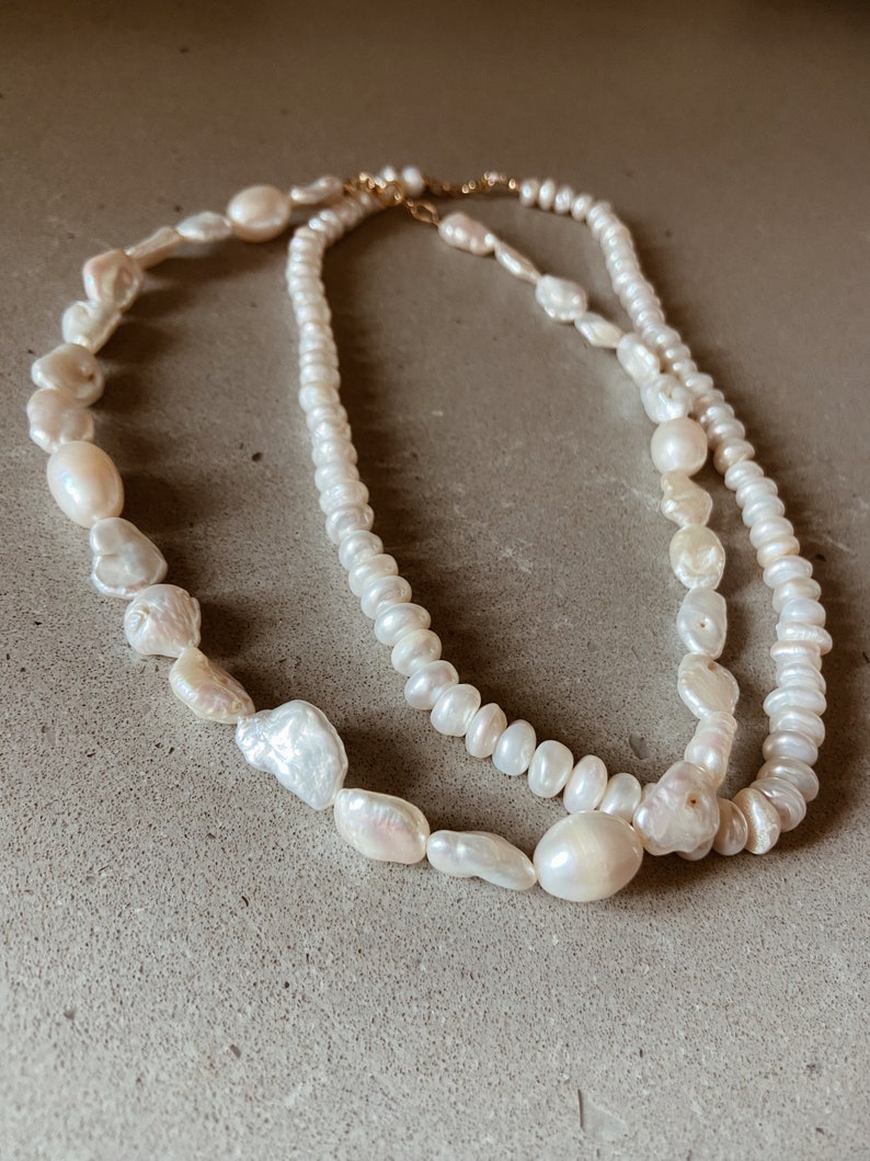 Organic Shaped Freshwater Pearl Necklace with a 14k Gold Fill or Sterling Silver Clasp image 8