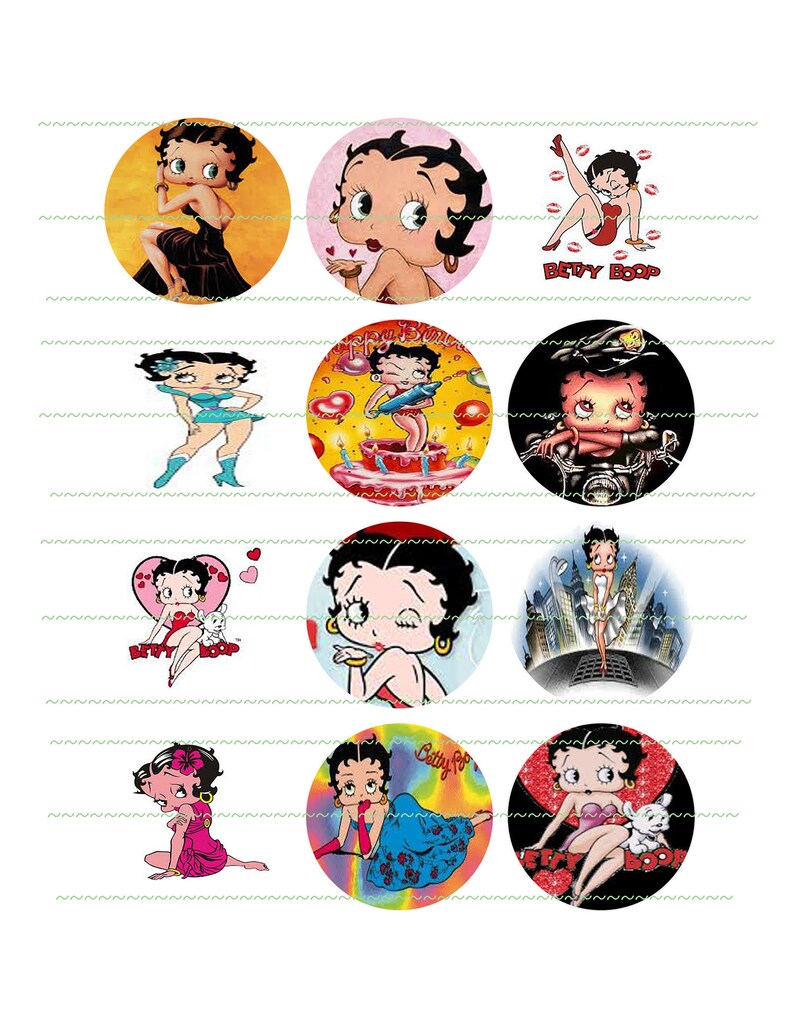 Betty Boop 2 Circles Cupcake Toppers Printable - Etsy