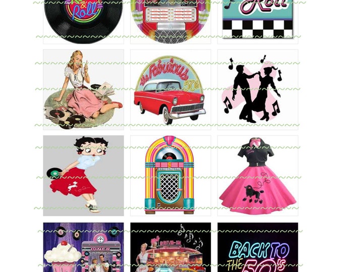 Instant Download Cupcake Toppers Rock N Roll the 50s Jute Box Etsy