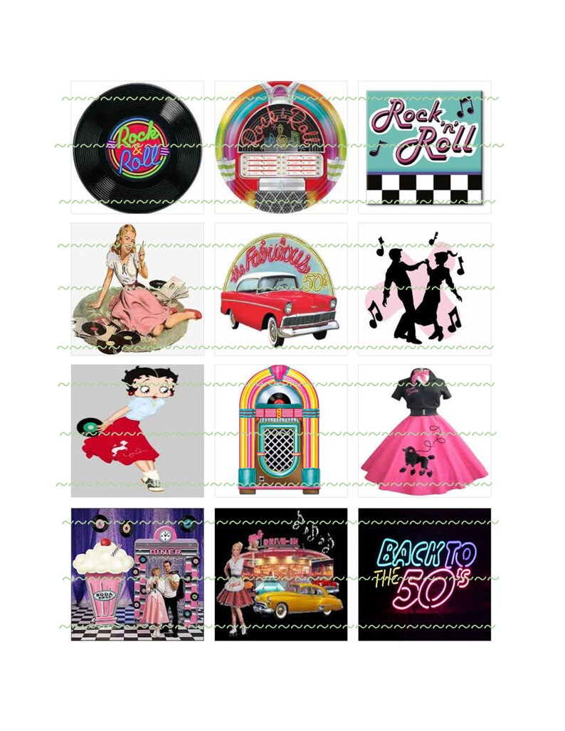 Instant Download Cupcake Toppers Rock N Roll the 50s Jute Box Etsy