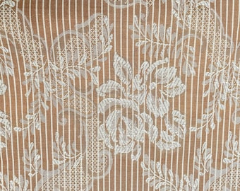 Peach and White Brocade Fabric