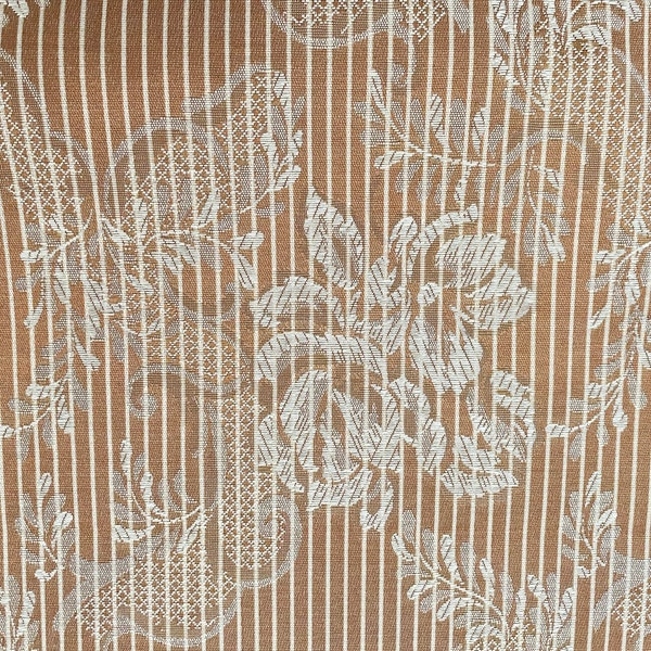 Peach and White Brocade Fabric