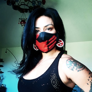 Red Hand Mask-Supporting Missing and Murdered Indigenous Women - Handmade